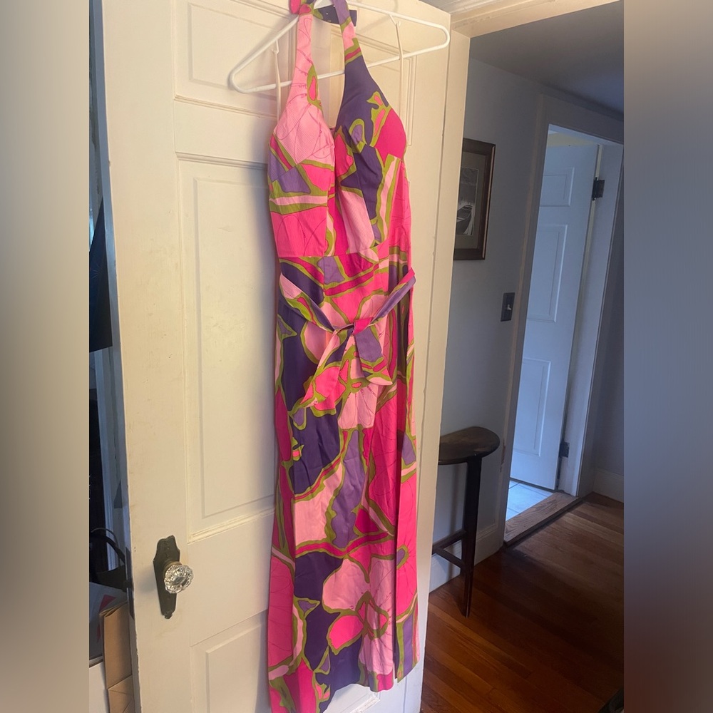 Vintage Kahala Hawaii long halter floral dress